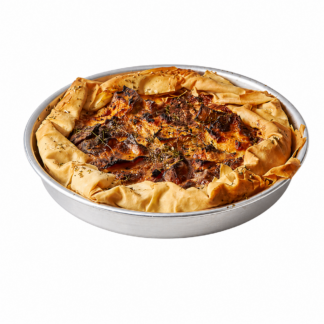 פאי בצלים מקורמלים טימין וגבינת עיזים משפחתית גרקו